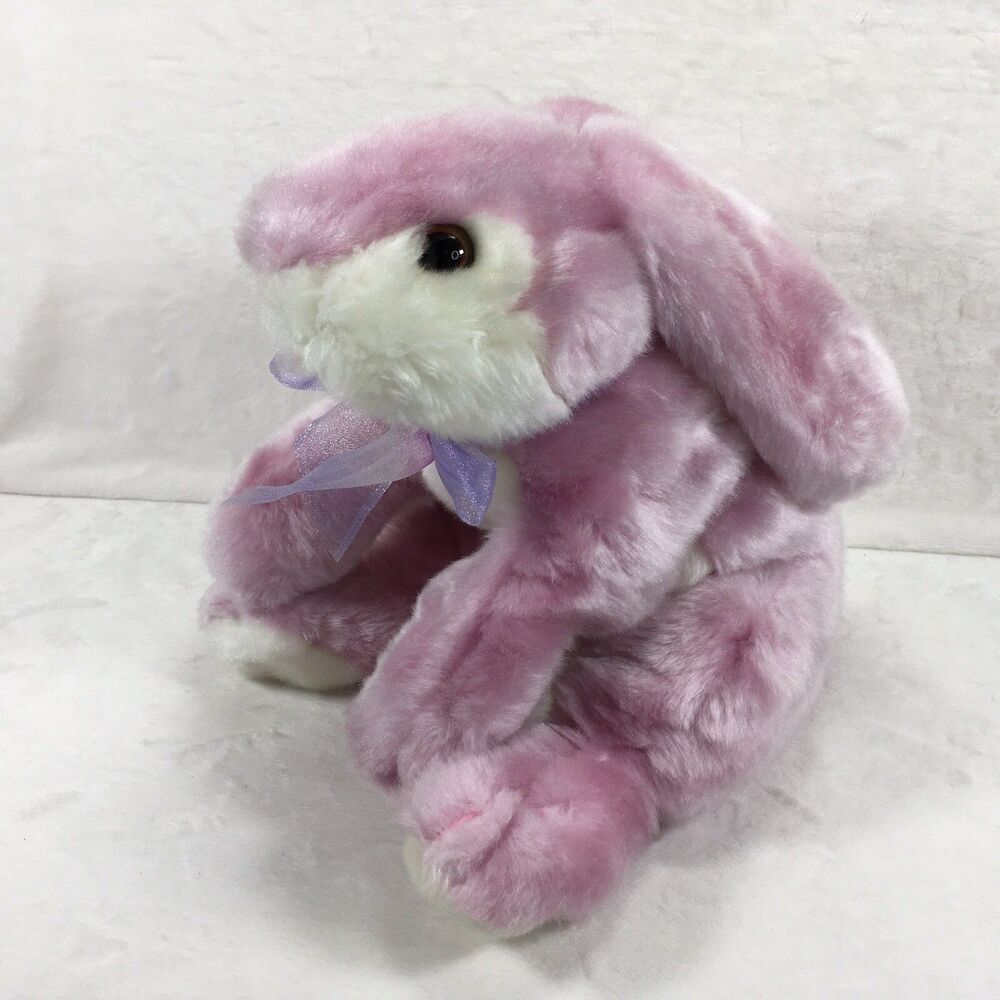 DAN DEE Collector's Choice Pink Easter BUNNY RABBIT 11" Lush Plush Animal Bow